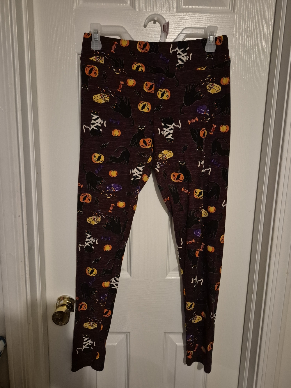 Halloween Print Leggings - Black & Orange